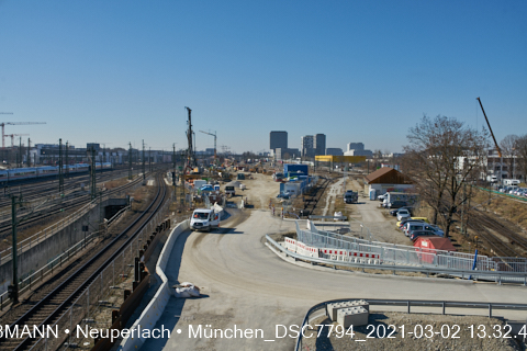 02.03.2021 neuperlach.org.gelbmann.org zeigt den Brückenbogen am Hirschgartenn für die 2. Stammstrecke München